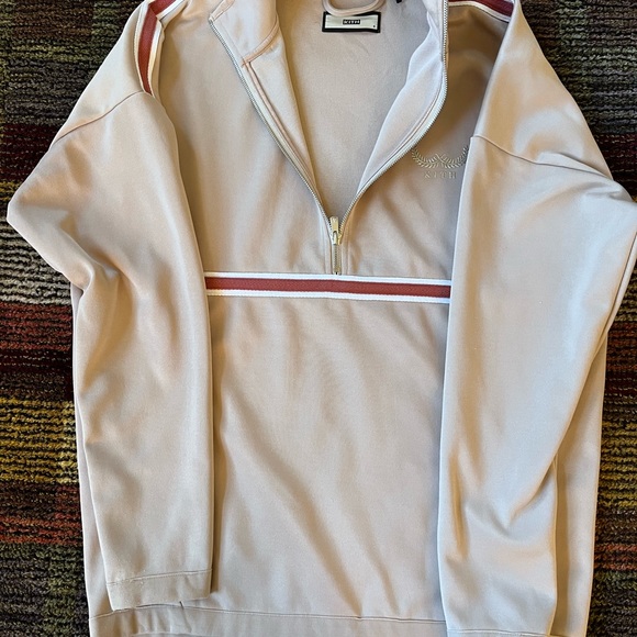 KITH Mens Half Zip Track Jacket Small Long Sleeve Tan Pullover - Picture 5 of 14